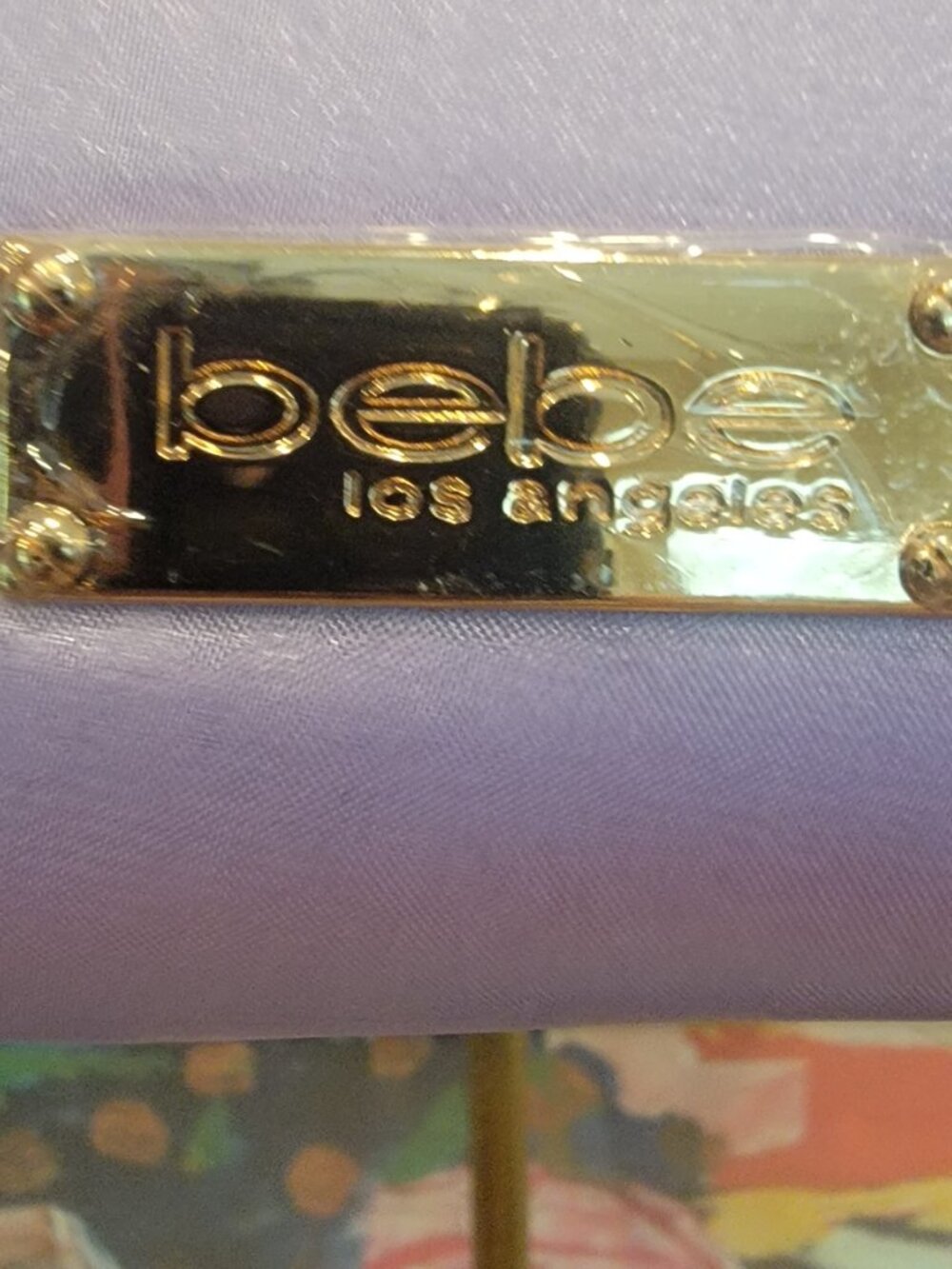 Bebe Clutch Purse Purple, Pink, Cream, Silver Flowers - Picture 2 of 6